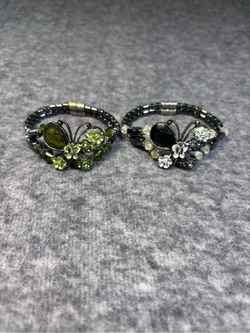 Floral Butterfly Bracelets Magnetic - Green and Black